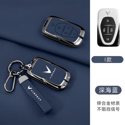 Ốp khoá kim loại 2 mặt da cao cấp xe ô tô Vinfast VF3 VF5 VF6789+ Móc Ngắn