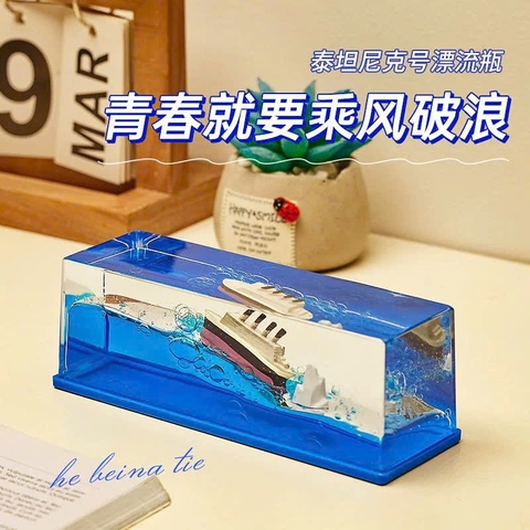 Mô Hình Thuyền Bất Tử trong bể nước, Tàu Titanic, Trang Trí Decor, Trưng Bày Taplo Ô Tô, Làm Quà Tặng Người Thân, Bạn Bè