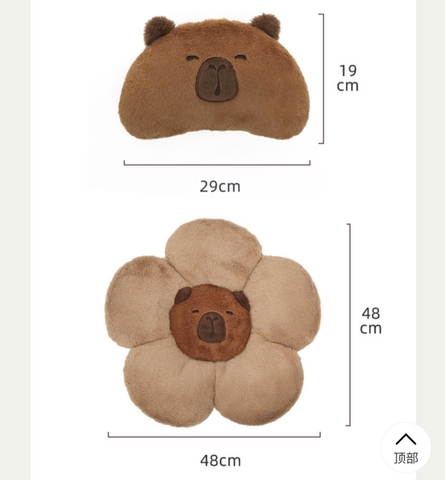 Lót Ghế Ô Tô Gối Tựa Ô Tô Hoạ Tiết Chuột Capybara Dễ Thương