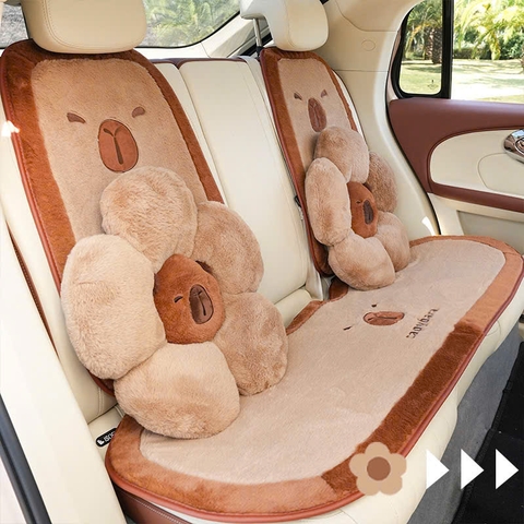 Lót Ghế Ô Tô Gối Tựa Ô Tô Hoạ Tiết Chuột Capybara Dễ Thương