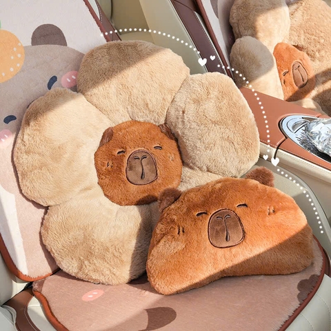 Lót Ghế Ô Tô Gối Tựa Ô Tô Hoạ Tiết Chuột Capybara Dễ Thương