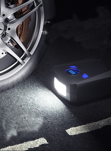 Bơm lốp ô tô, xe máy AIKESI bơm hơi 12V đồng hồ điện tử tự ngắt