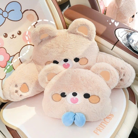 Gối Tựa Đầu/Gối Tựa Lưng Dùng Trên Xe Hơi Hình Chú Gấu Và Heo Dễ Thương