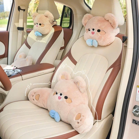 Gối Tựa Đầu/Gối Tựa Lưng Dùng Trên Xe Hơi Hình Chú Gấu Và Heo Dễ Thương
