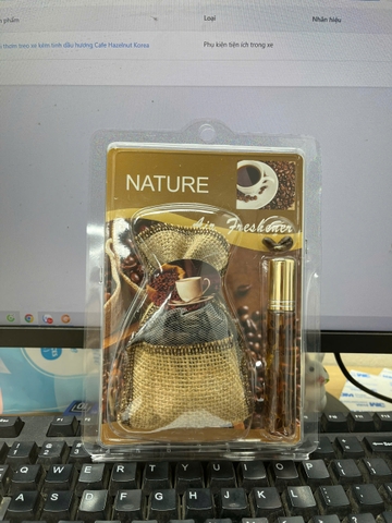 Túi thơm treo xe kèm tinh dầu hương Cafe Hazelnut Korea