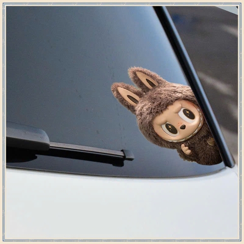 Bộ 2 tem dán Cột A trang trí ô tô hình LABUBU dễ thương