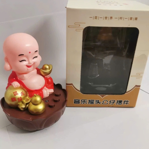 Tượng phật chú tiểu gõ mõ tụng kinh - Tượng GM05 gật đầu bằng NLMT