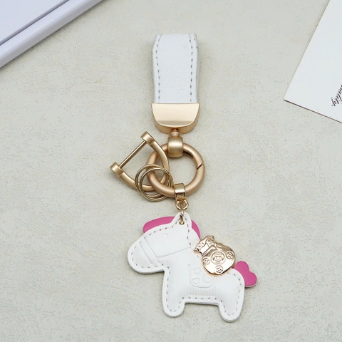 Móc khoá dây da nhiều màu mix hoa quả và ngựa