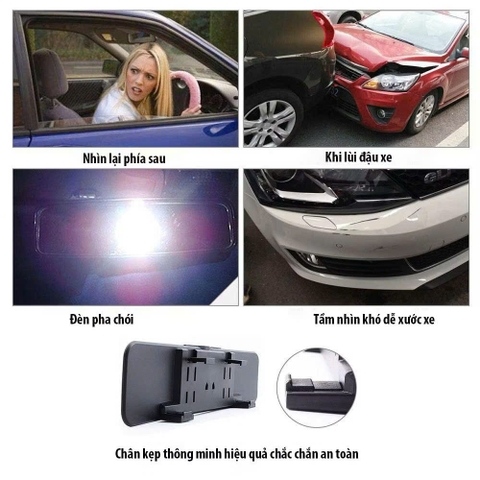 Gương chữ nhật gắn gương chiếu hậu