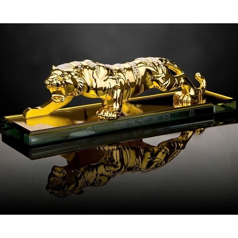 Tượng Hổ vằn đính đá  trang trí Taplo - chúa sơn lâm