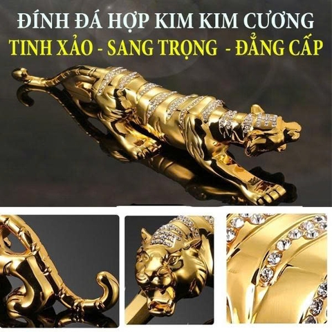 Tượng Hổ vằn đính đá  trang trí Taplo - chúa sơn lâm