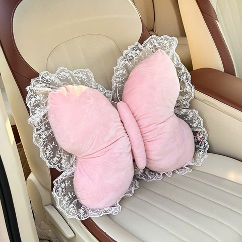 Bộ gối tựa nơ , hoa trà trên xe ô tô