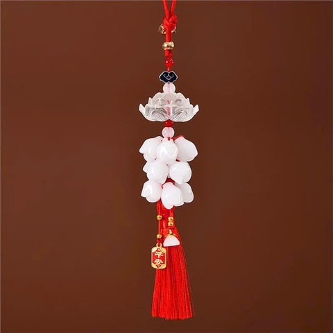 Dây Treo Trang Trí Gương Chiếu Hậu Xe Hơi Hình Đài Sen Đá Pha Lê