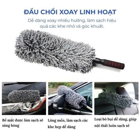 Chổi tròn vệ sinh nội thất ô tô có cán rút gọn