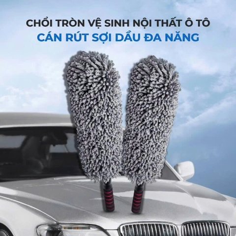 Chổi tròn vệ sinh nội thất ô tô có cán rút gọn