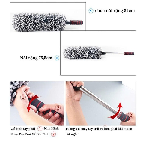 Chổi tròn vệ sinh nội thất ô tô có cán rút gọn