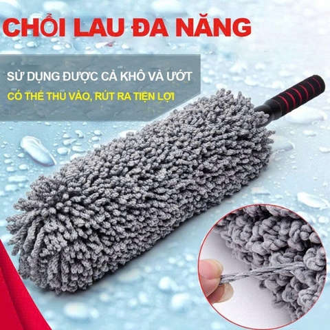 Chổi tròn vệ sinh nội thất ô tô có cán rút gọn