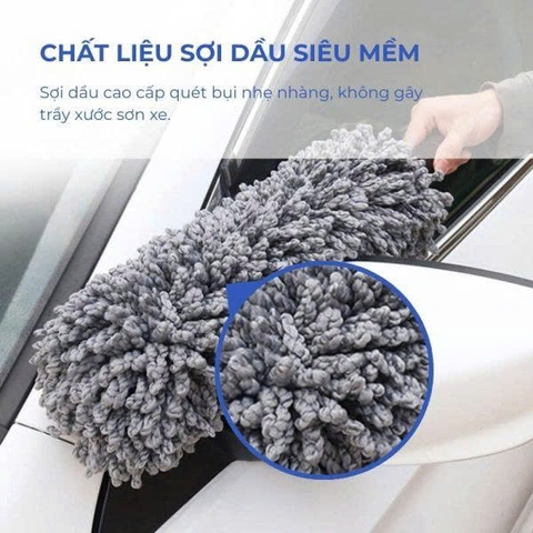 Chổi tròn vệ sinh nội thất ô tô có cán rút gọn