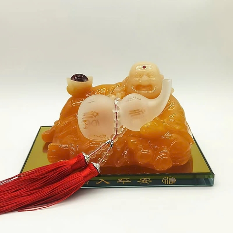 Tượng đá ngọc ông phật di lặc cầm quả hồ lô