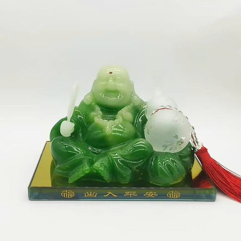 Tượng đá ngọc ông phật di lặc cầm quả hồ lô