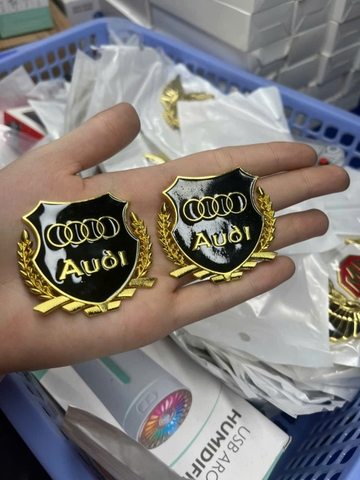 Bộ 2 miếng dán kim loại bông lúa logo