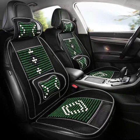 (KH) Lót ghế ô tô, Lót lưới nâng lưng hạt gỗ massage chống nóng tạo cảm giác thoải mái