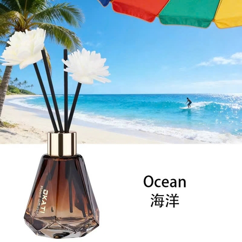 Nước hoa tinh dầu thơm phòng kèm hoa khuếch tán 60ml - lọ thuỷ tinh cắm que OKATI