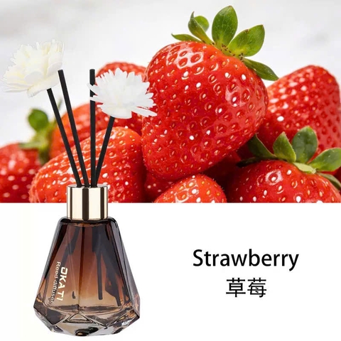 Nước hoa tinh dầu thơm phòng kèm hoa khuếch tán 60ml - lọ thuỷ tinh cắm que OKATI