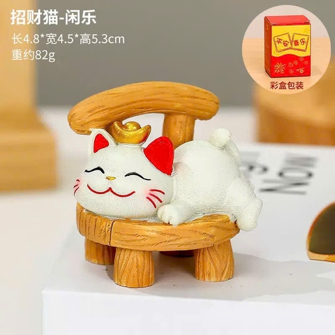 Mô hình mèo sứ - Mèo thần tài hũ tiền