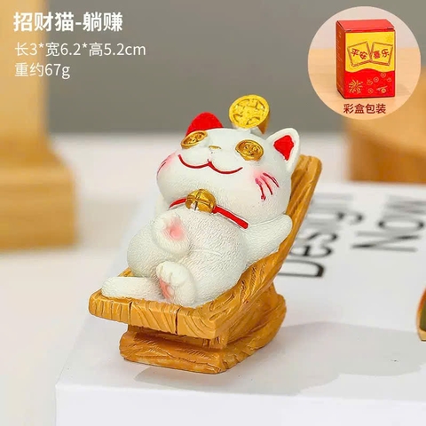 Mô hình mèo sứ - Mèo thần tài hũ tiền