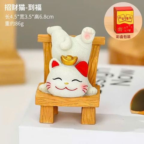 Mô hình mèo sứ - Mèo thần tài hũ tiền