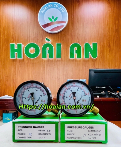 Đồng hồ áp suất KK 0–10kg/cm² (140 PSI), chân ren M13