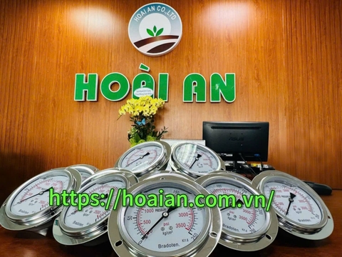 Đồng hồ áp suất Bradoten D100mm 0-16kg/cm2 chân sau ren 3/8″NPT