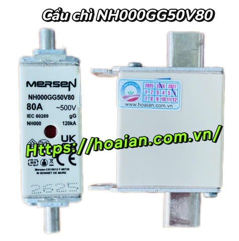 Cầu chì Mersen 500V 80A gG NH000GG50V80