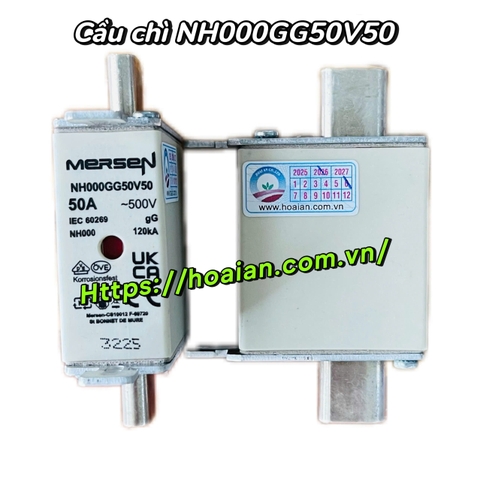 Cầu chì Mersen 500V 50A gG NH000GG50V50