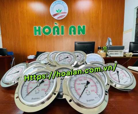 Đồng hồ áp suất 250Kg/cm2/3500psi , chân ngang,mặt 100- ren 17 - tra dầu