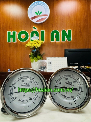 Đồng hồ nhiệt độ vỏ thép mạ crom – que dò inox Daewon (Korea)