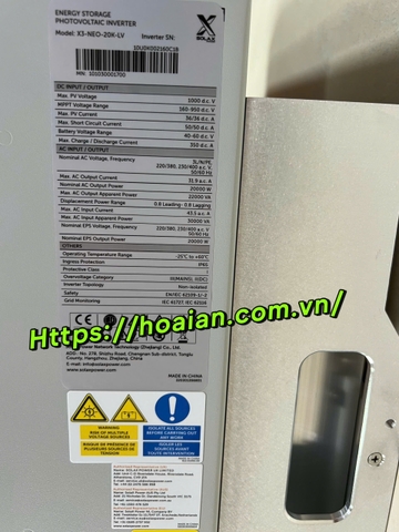 Biến tần Inverter Solax 20KW 3 Phase Hybrid  X3-NEO-20K-LV
