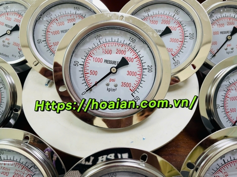 Đồng hồ áp suất 250Kg/cm2/3500psi , chân ngang,mặt 100- ren 17 - tra dầu