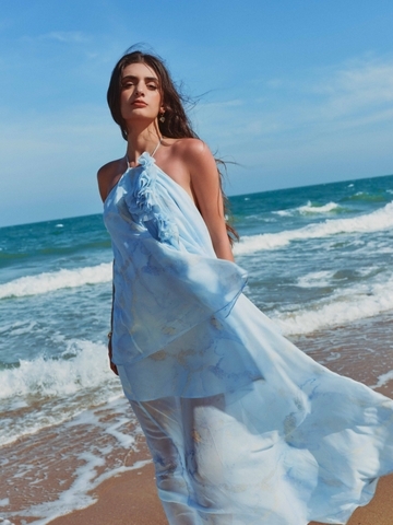 BLUE CHIFFON MAXI DRESS