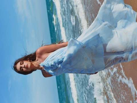 BLUE CHIFFON MAXI DRESS
