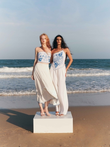 WHITE EMBROIDERED LINEN PANTS