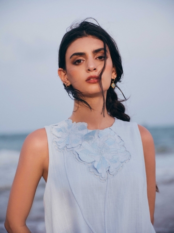 BLUE LINEN DRESS