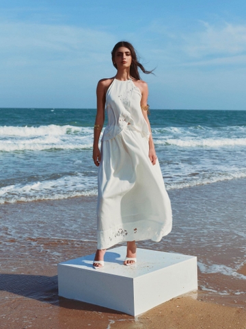 WHITE LINEN MAXI SKIRT