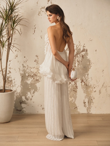 WHITE PLEATED PANT