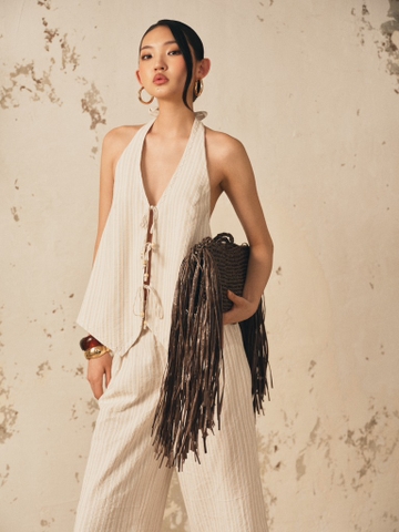 BEIGE STRIPED GILET