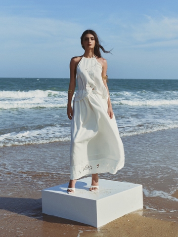WHITE LINEN MAXI SKIRT