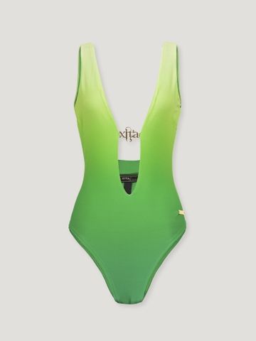 DEEP-CLEAVAGE GREEN TANKINI