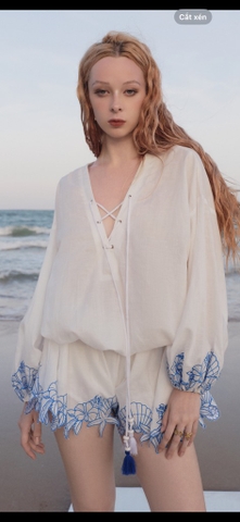 WHITE SEA SHELL LINEN JUMPSUITS