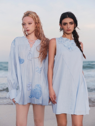 BLUE SEA  EMBROIDERED TUNIC